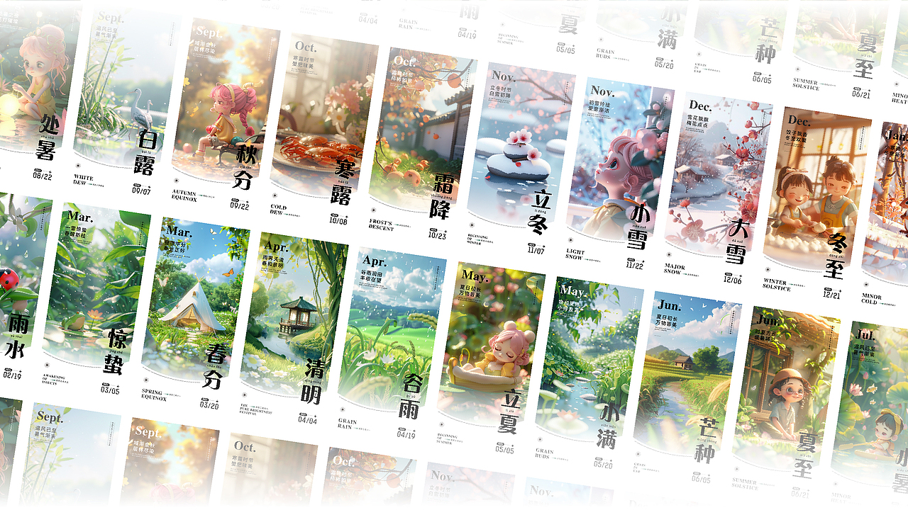 二十四节气海报（图ZMzcwMzI2MjMy） - 海报 - 站酷设计师不笑猫茶太原创素材 - 站酷ZCOOL