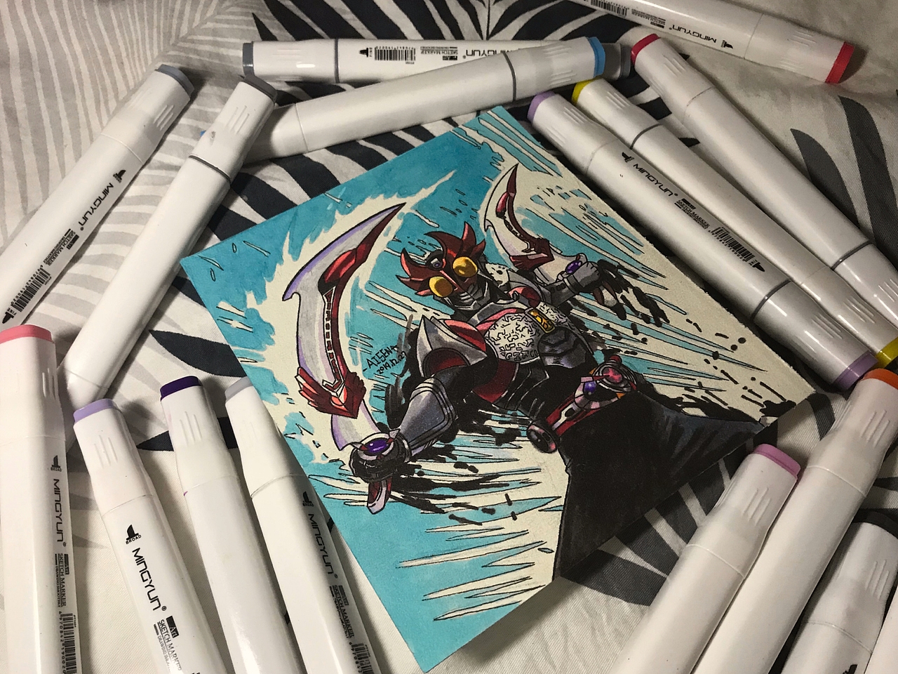 假面骑士亚极陀 马克笔手绘|插画|艺术插画|这里臭鱼_临摹作品-站酷