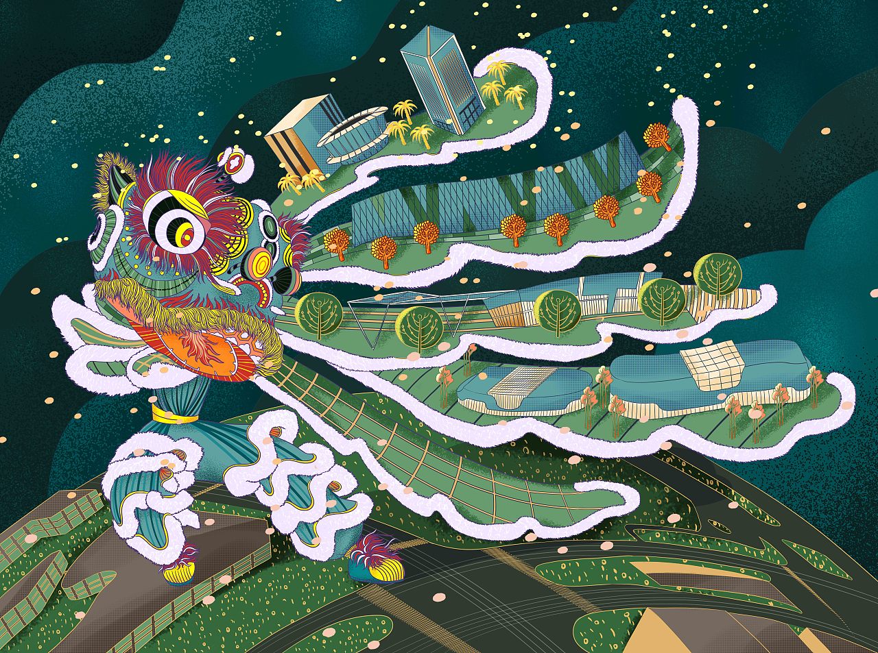 和谐共生万博万物|插画|商业插画|nicolexie - 原创作品 - 站酷