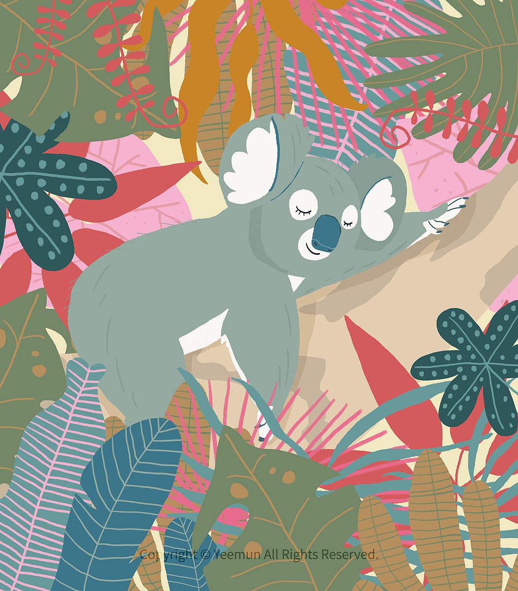 扁平动物植物色彩插画