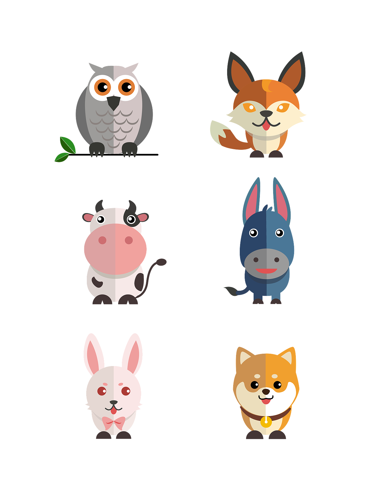 卡通动物矢量扁平化图标临摹（图ZMTkxNTE3ODI4） - 图标 - 站酷设计师废物不看年龄原创素材 - 站酷ZCOOL