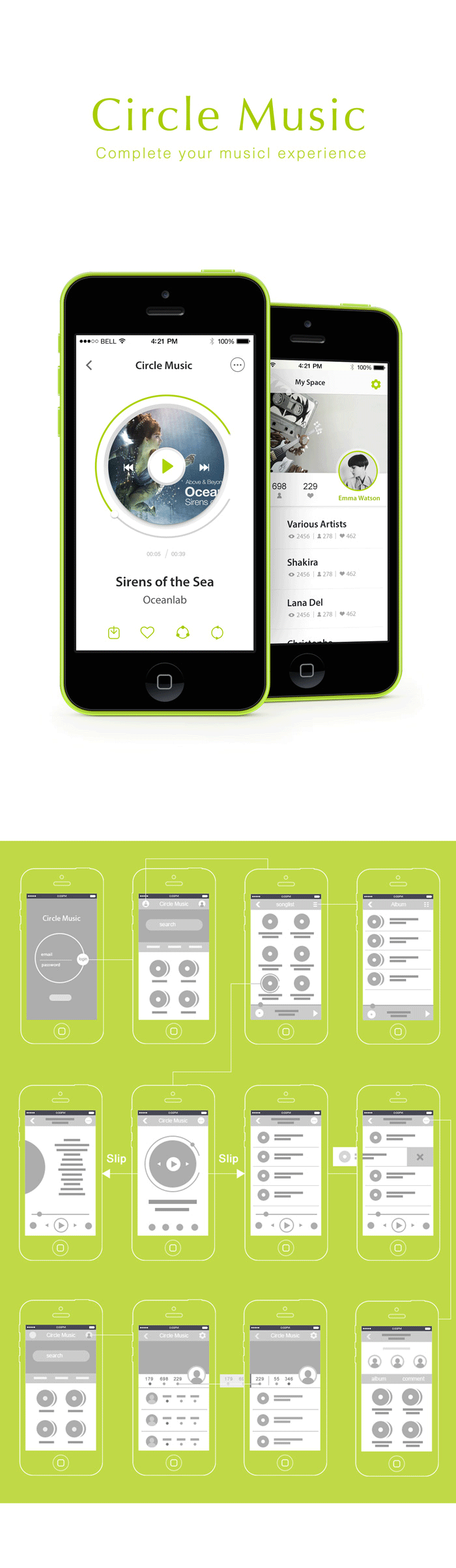 【UI&UX】戴上耳机，逃离世界！Circle Music交互设计（图ZMTU1MjY4MzY=） - APP界面 - 站酷设计师狸仙人原创素材 - 站酷ZCOOL