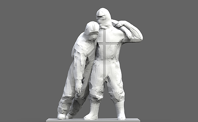 以艺战"疫"逆行英雄钟南山院士医生护士等玻璃钢塑像_添翼雕塑艺术