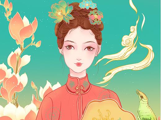 古风《花与少女》（个人主页-ZNTE3Mjk0MjA=） - 创作习作 - 站酷设计师青笺YA原创素材 - 站酷ZCOOL