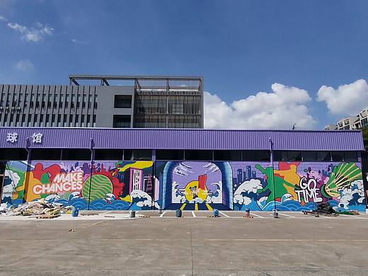 手绘杭州篮球馆100画堂春手绘墙绘工kawasaki传奇羽毛球馆涂鸦675gwa