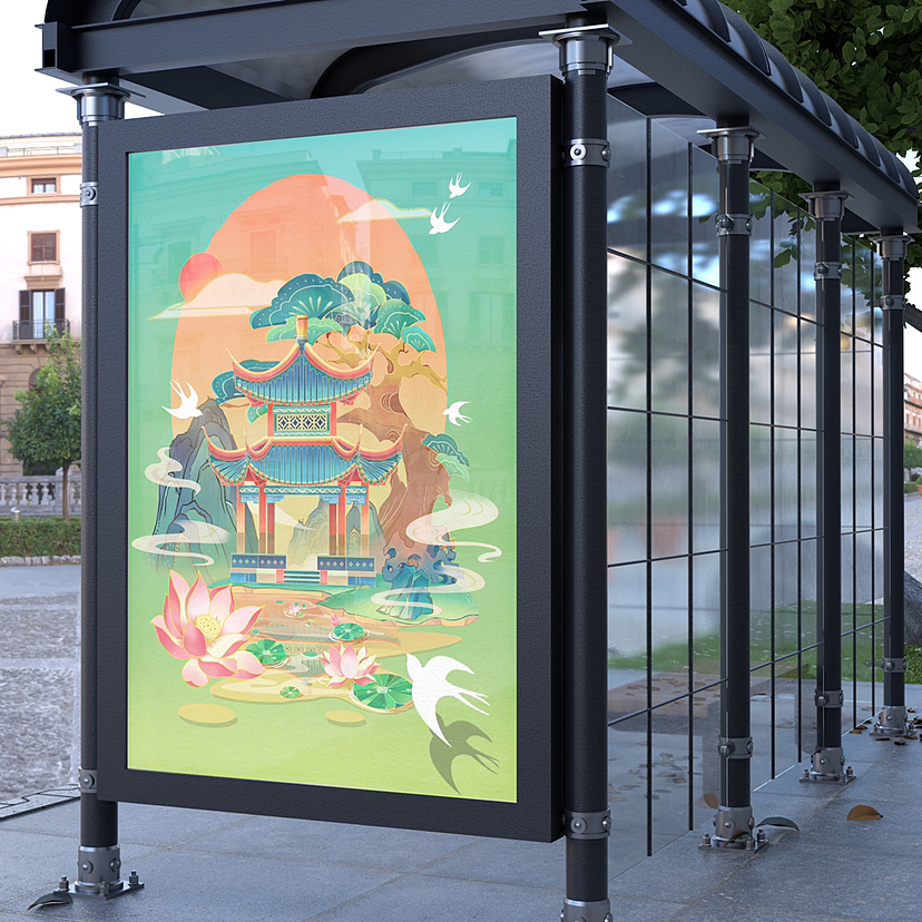 城市印象-国潮插画杭州