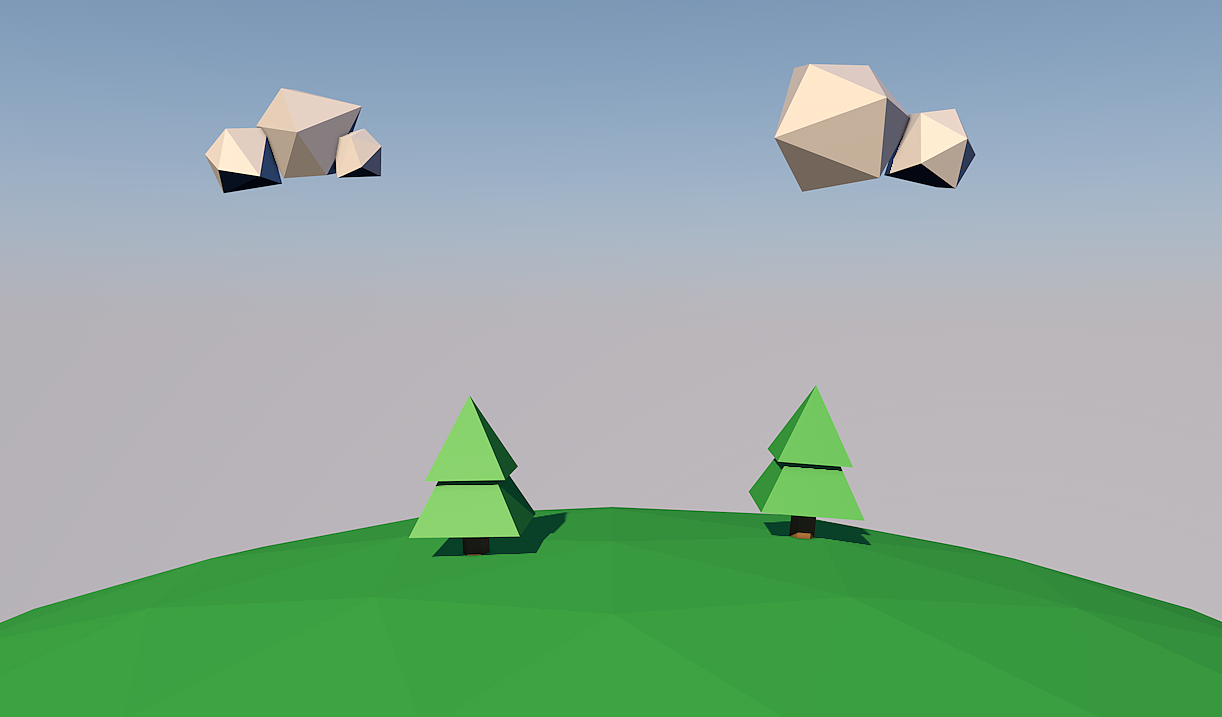 c4d lowpoly 地球自转卡通场景