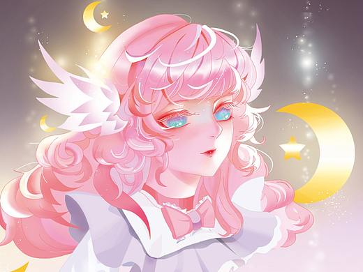 鼠绘-临摹-粉色少女