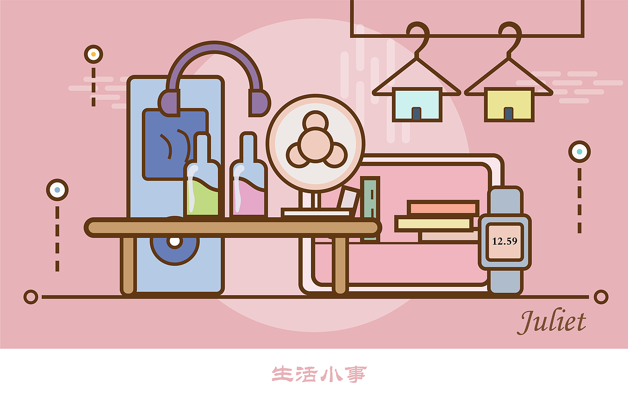 线条风插画—生活小事（图ZMTI5NTgzNTQ0） - 商业插画 - 站酷设计师Juliet_酱原创素材 - 站酷ZCOOL
