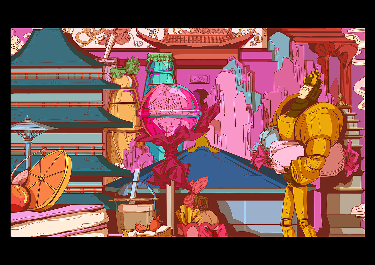 #我身在世外#洛阳国风单品宣传插画（图ZMTc3ODg0ODIw） - 商业插画 - 站酷设计师瘦骨原创素材 - 站酷ZCOOL