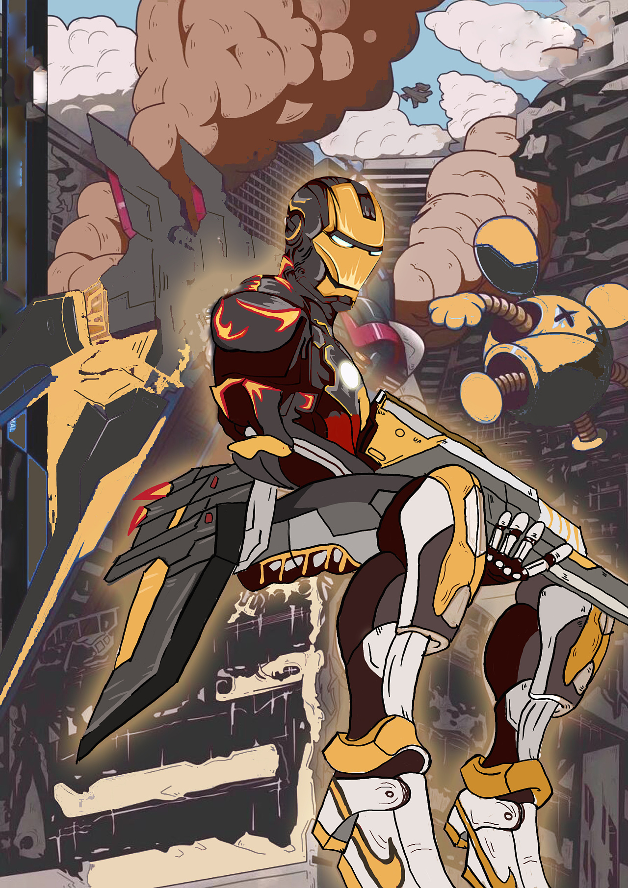 黑色钢铁侠插画练习|插画|游戏原画|一只麒麟over - 临摹作品 - 站酷