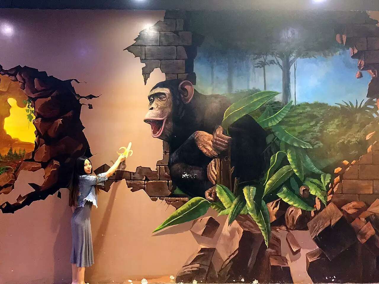 原创作品纯艺术绘画丙烯3d立体画3d壁画墙体手绘手绘壁画客厅装饰画