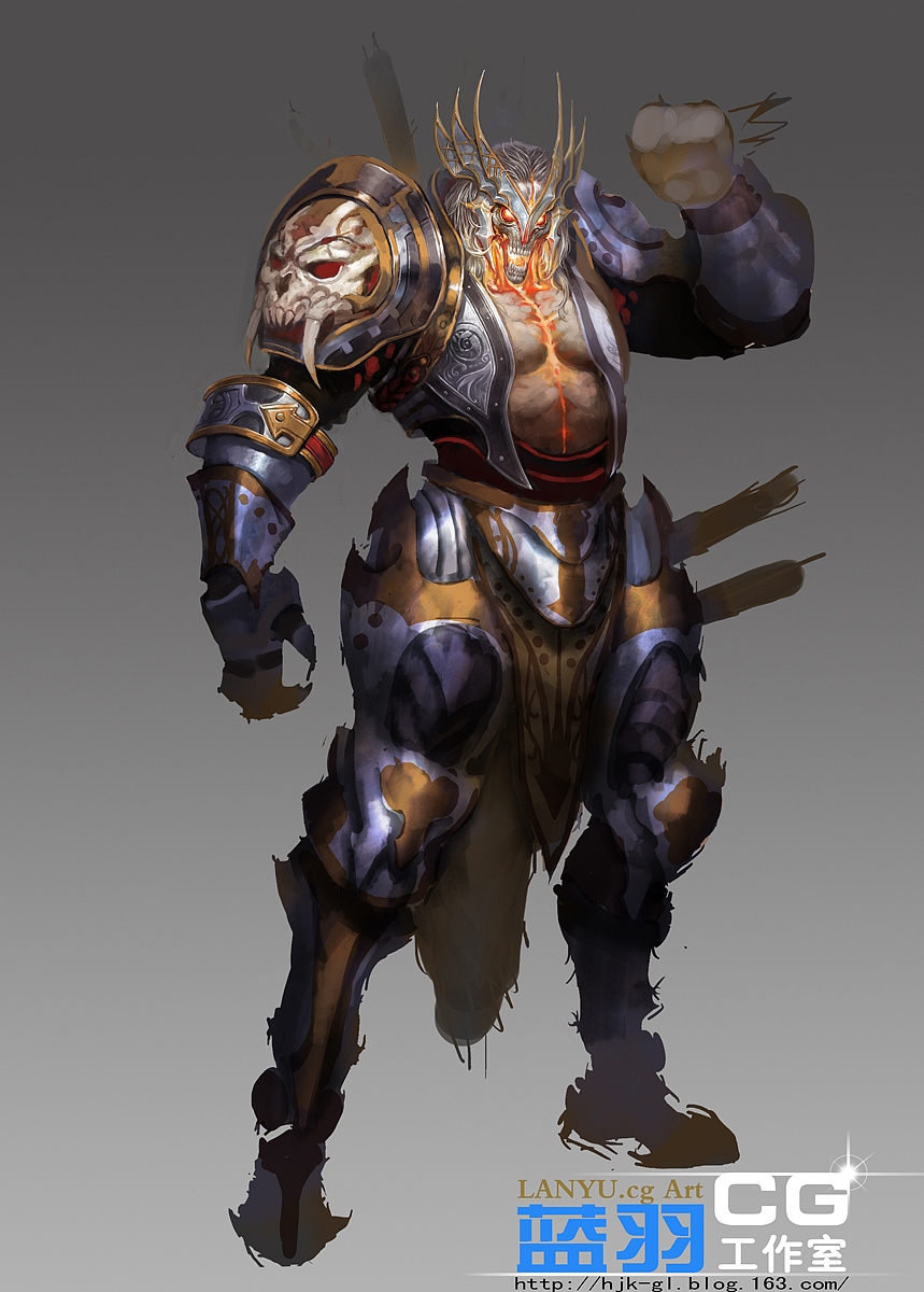 《骷髅头战士》+绘画过程（高灵作品）（图ZNjk2MzcyOA==） - 概念设定 - 站酷设计师高灵原创素材 - 站酷ZCOOL