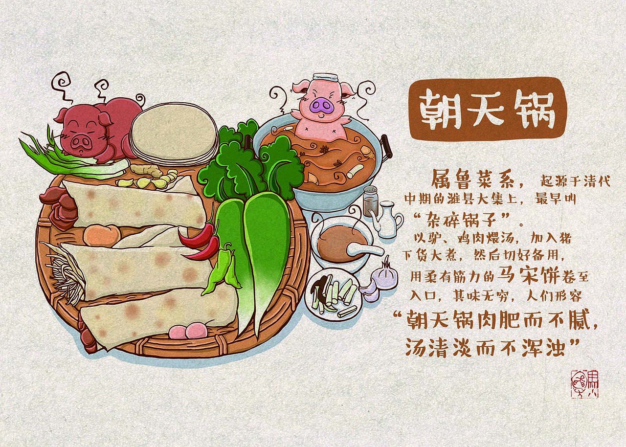 潍坊本土小吃明信片