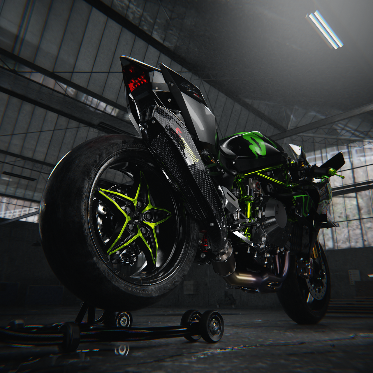 川崎Kawasaki Ninja H2R - Blender渲染（图ZMjczNzQ1NjM2） - 机械/交通 - 站酷设计师猫王阿祖原创素材 - 站酷ZCOOL
