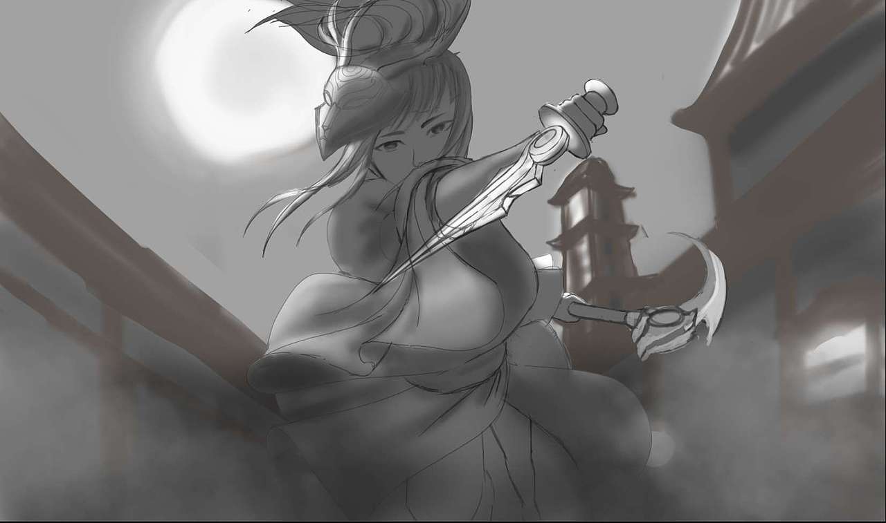 【插画】英雄联盟 腥红之月 鬼舞姬 阿卡丽（图ZMjE4NzAzODM2） - 游戏原画 - 站酷设计师lin霖霖原创素材 - 站酷ZCOOL