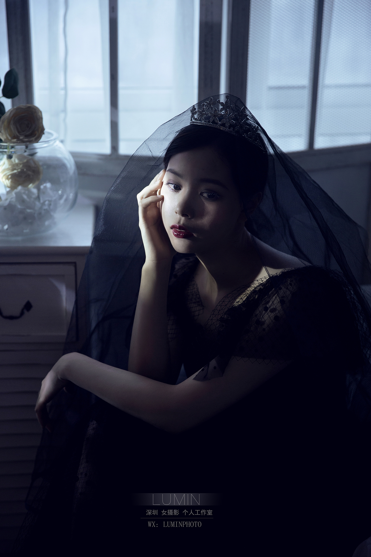 暗黑系写真 黑色婚纱 头纱照 情绪 承诺,只有听的人