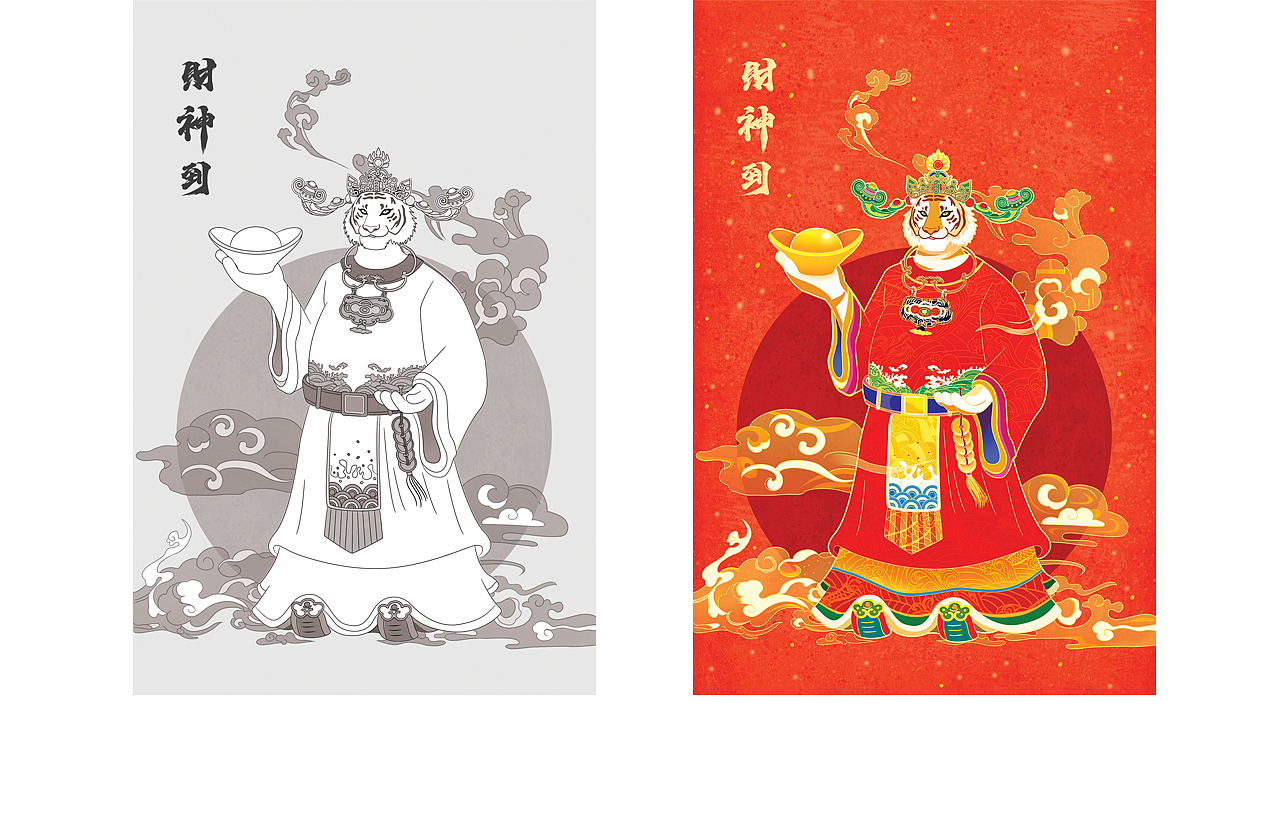 虎年插画-新年贺图-新年海报-节日海报-商业插画