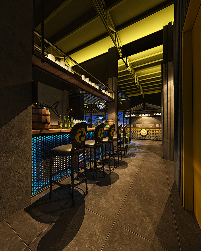 鱼主题烧烤店设计|成都新东家设计公司