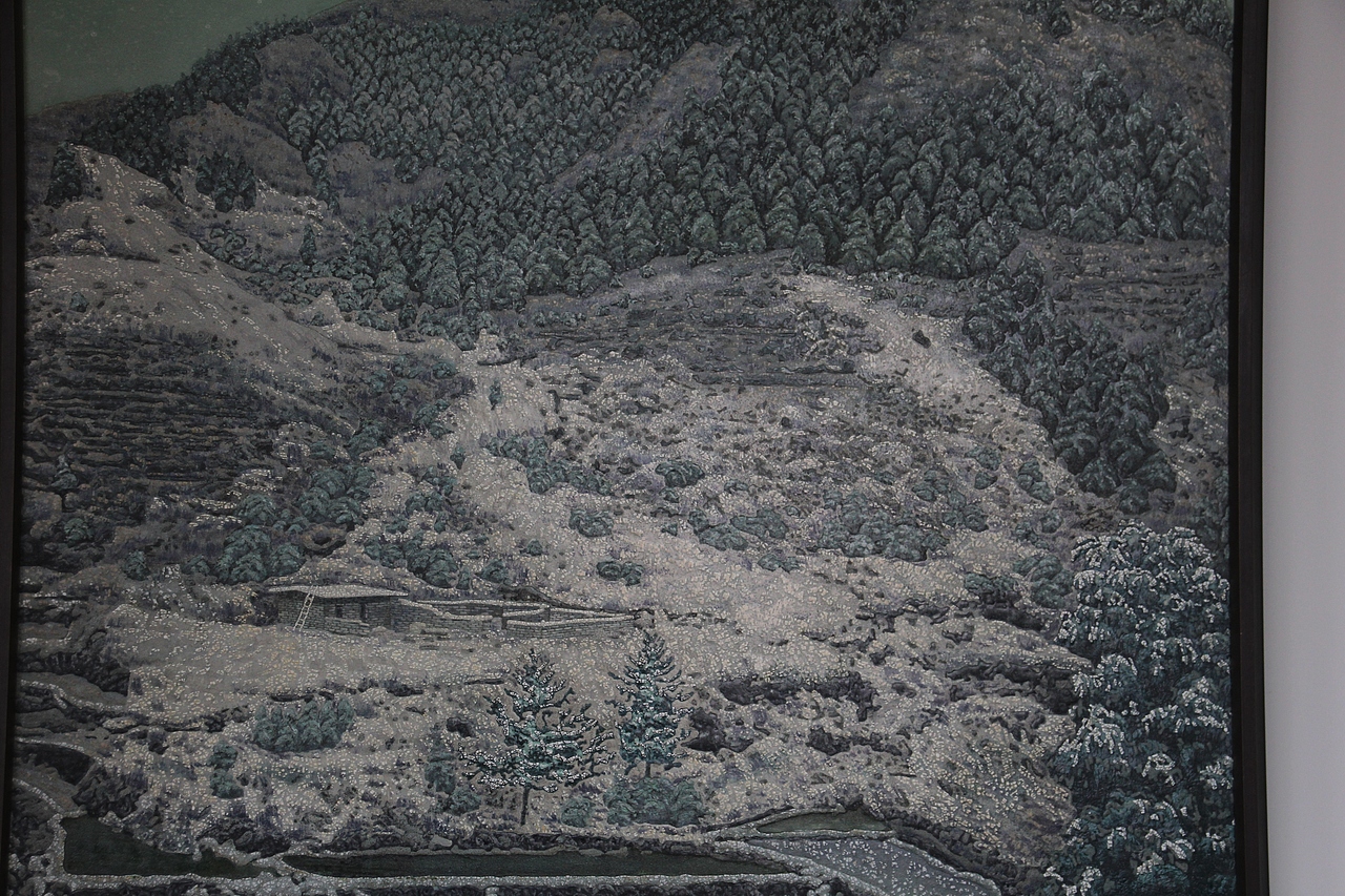 漆畫作品《瑞雪寒陽》（圖ZMjgwOTg0NTY4） - 繪畫 - 站酷設(shè)計師漆藝愛好者原創(chuàng)素材 - 站酷ZCOOL