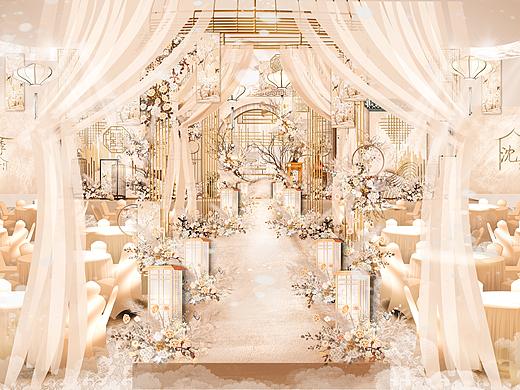 中式香槟色系婚礼手绘