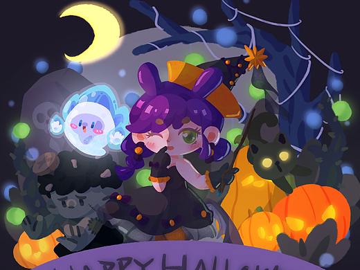 扁平风万圣节场景合集