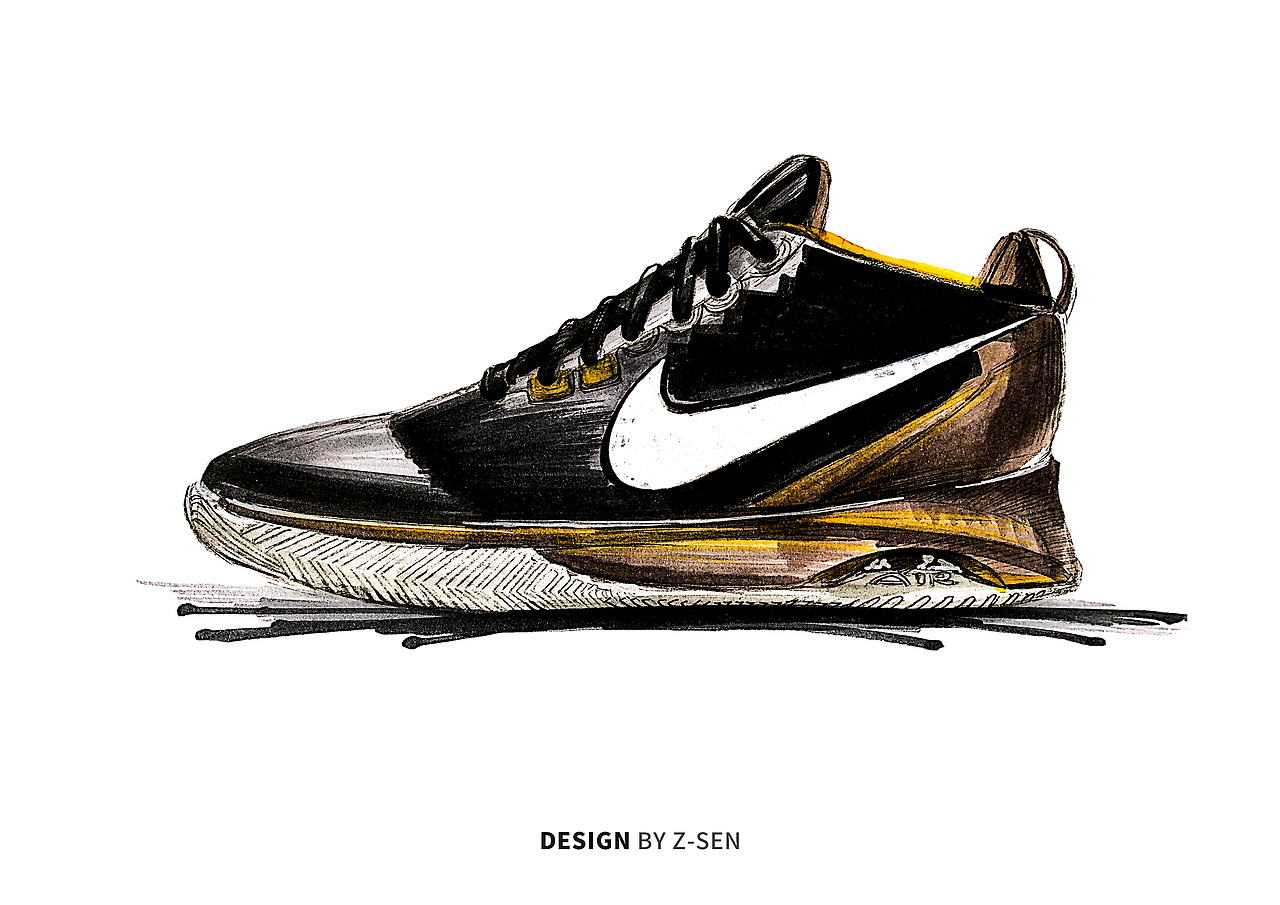 运动鞋手绘效果图