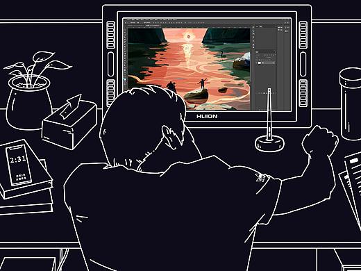 产品海报，情怀向，绘王Kamvas Pro 22(2019)数位屏 1