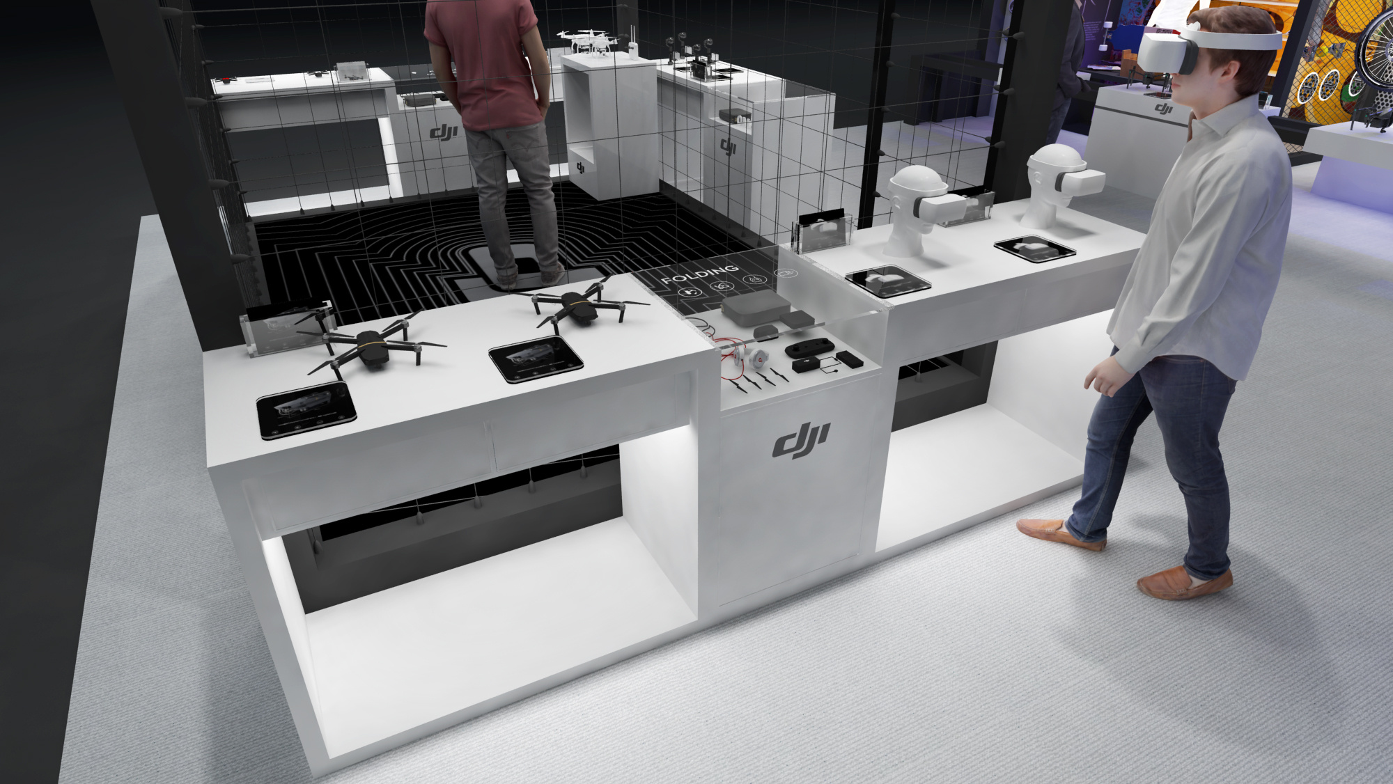 dji-nab专业展-简洁黑白灰展台