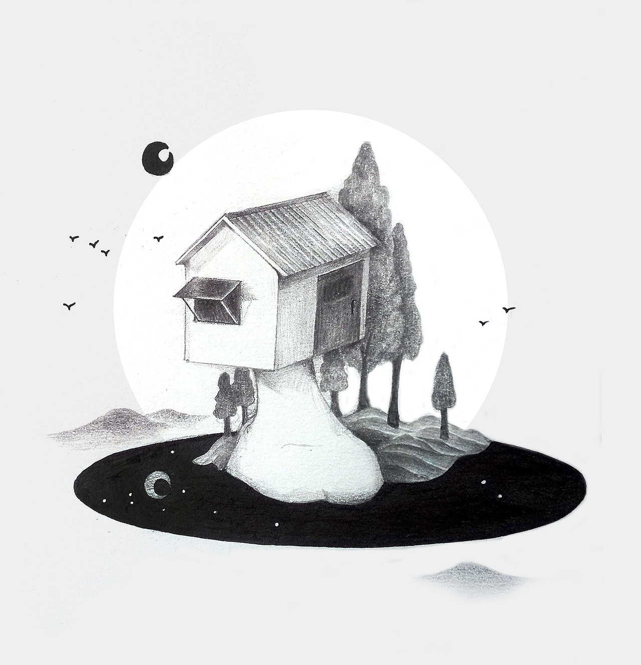 林中小屋,真的很小