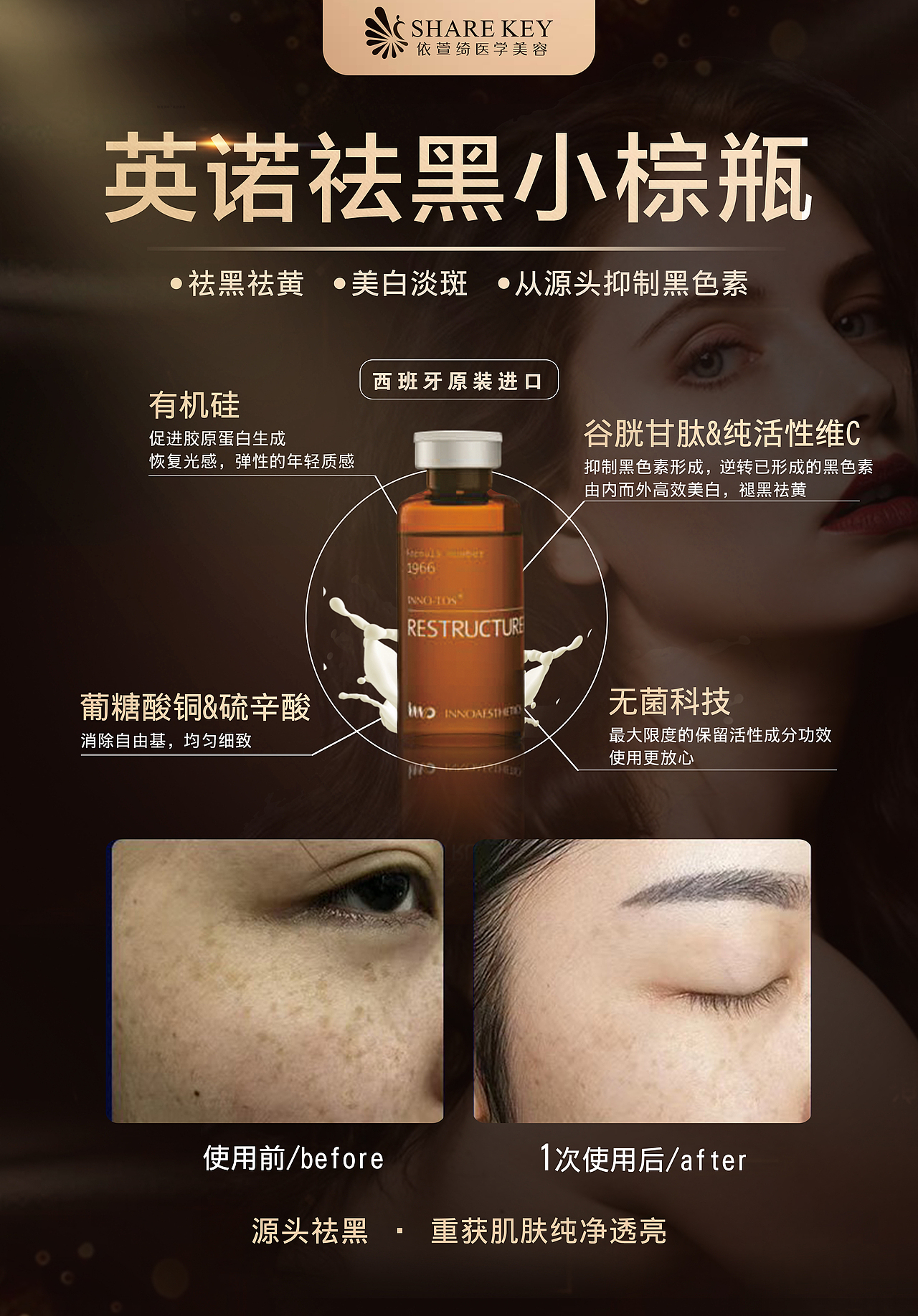 英诺小棕瓶祛黑淡斑案例对比（图ZMTU5MzQ5OTIw） - 海报 - 站酷设计师马里奥吃了奥利奥原创素材 - 站酷ZCOOL