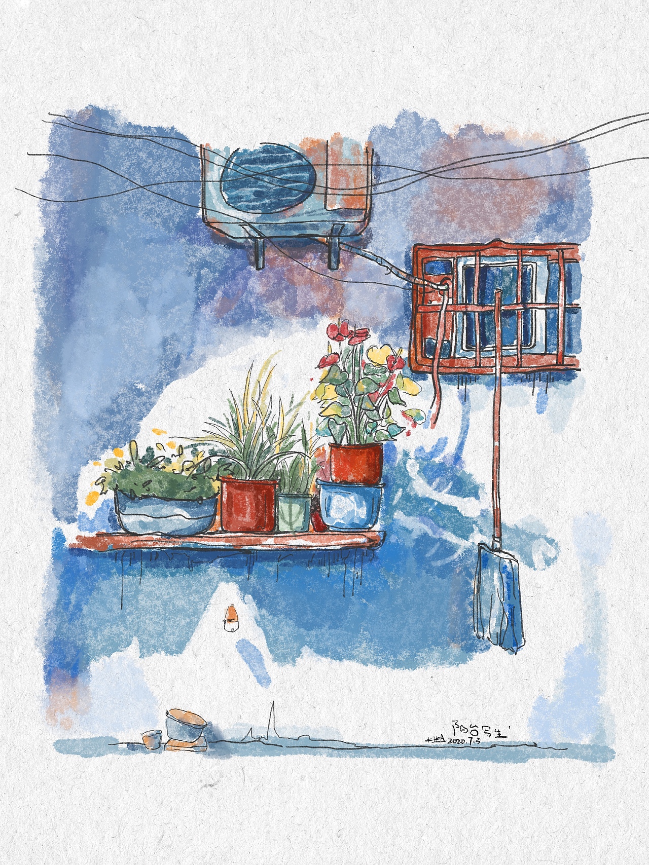 夏天的阳台（图ZMjE1MDQ1Njg4） - 创作习作 - 站酷设计师kika卡原创素材 - 站酷ZCOOL