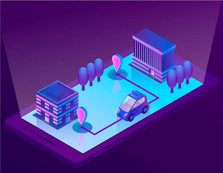 2.5d科技智能5g物联网城市场景区块链ai插画海报设计