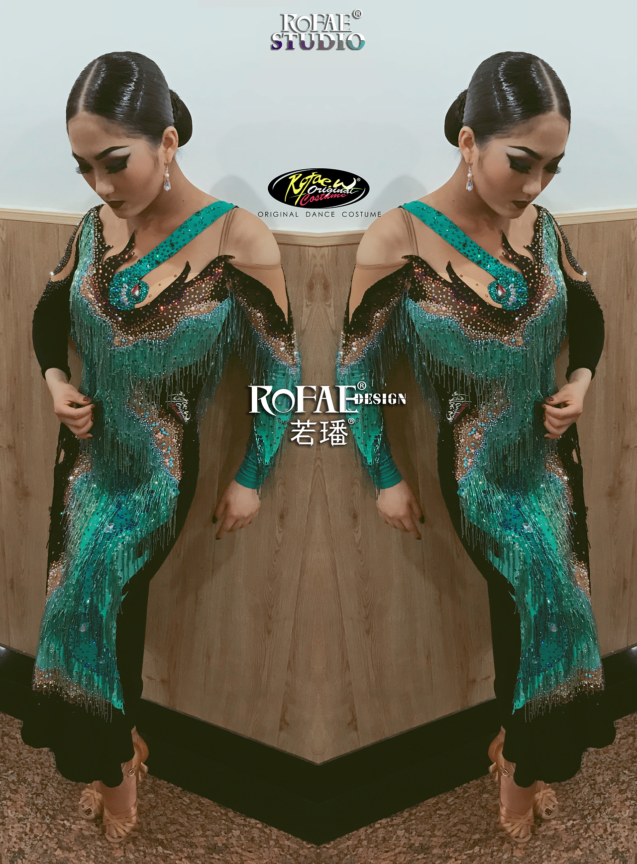 原创私人设计高定女士专业拉丁比赛服《情迷海岸线》