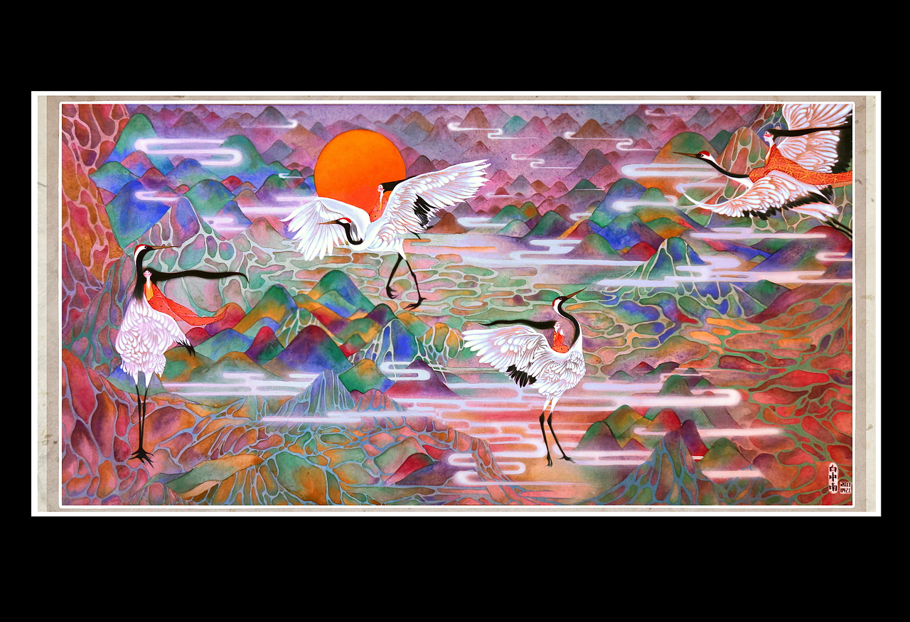 《鹤仙歌.金散瘴》白中南颜彩-人川集（图ZMTAxODA0ODky） - 艺术插画 - 站酷设计师白中南原创素材 - 站酷ZCOOL