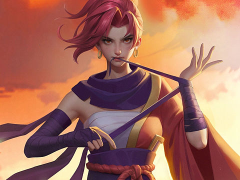 女武士半身像厚涂