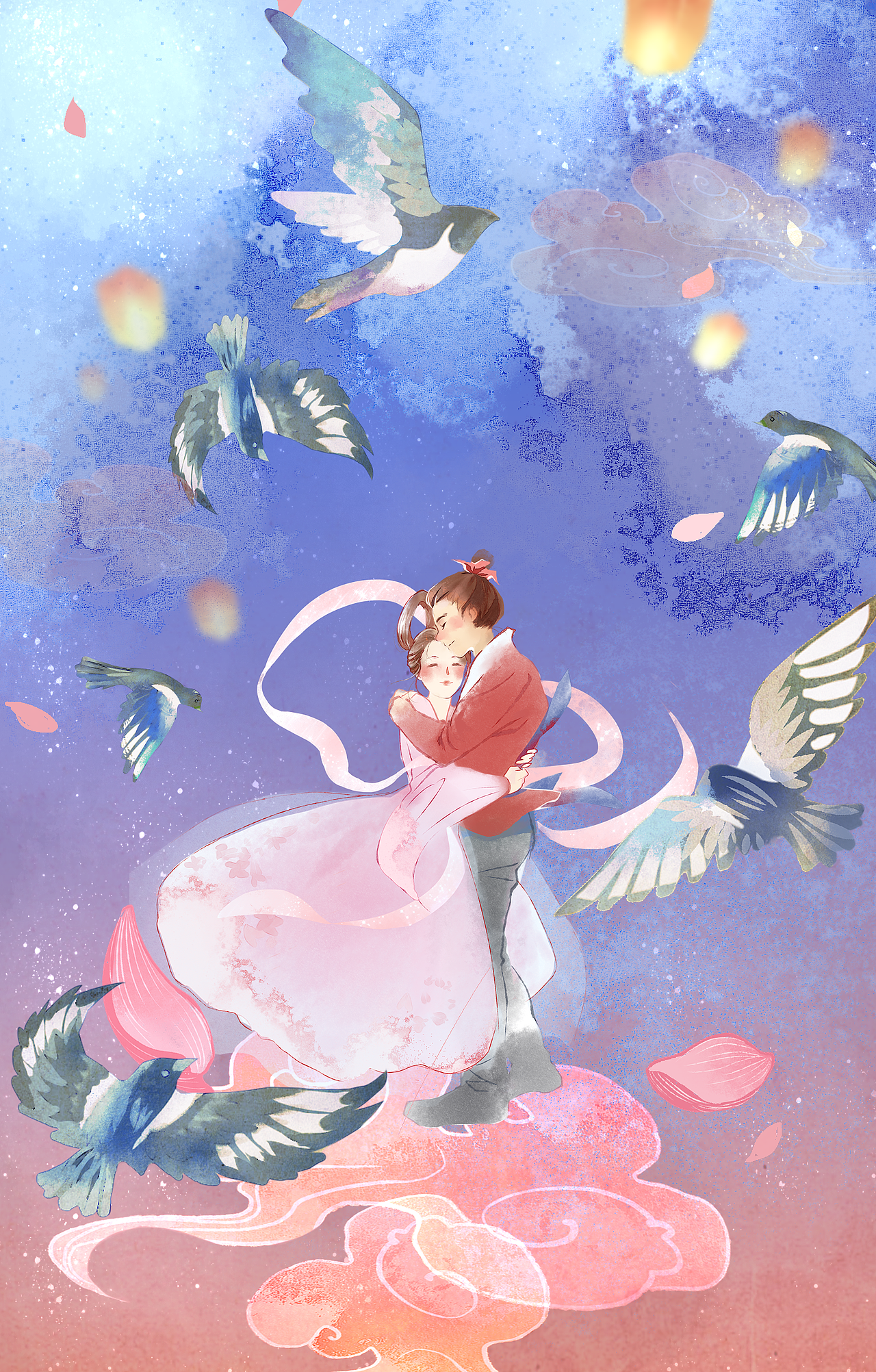 七夕（图ZMTkzNTUzMTg4） - 商业插画 - 站酷设计师云影0415原创素材 - 站酷ZCOOL