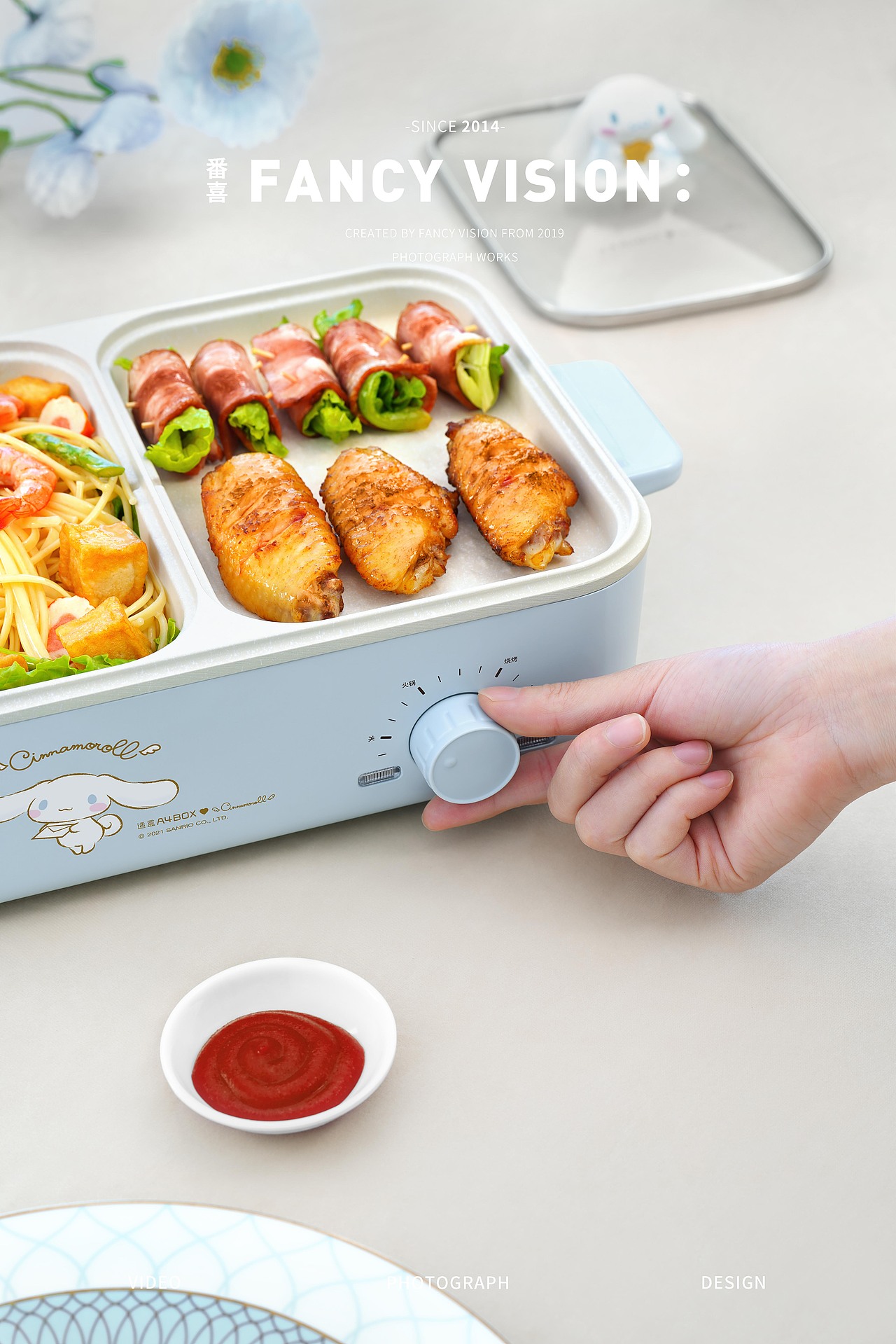 玉桂狗厨房小家电涮烤锅便当盒配图｜适盒天空蓝少女