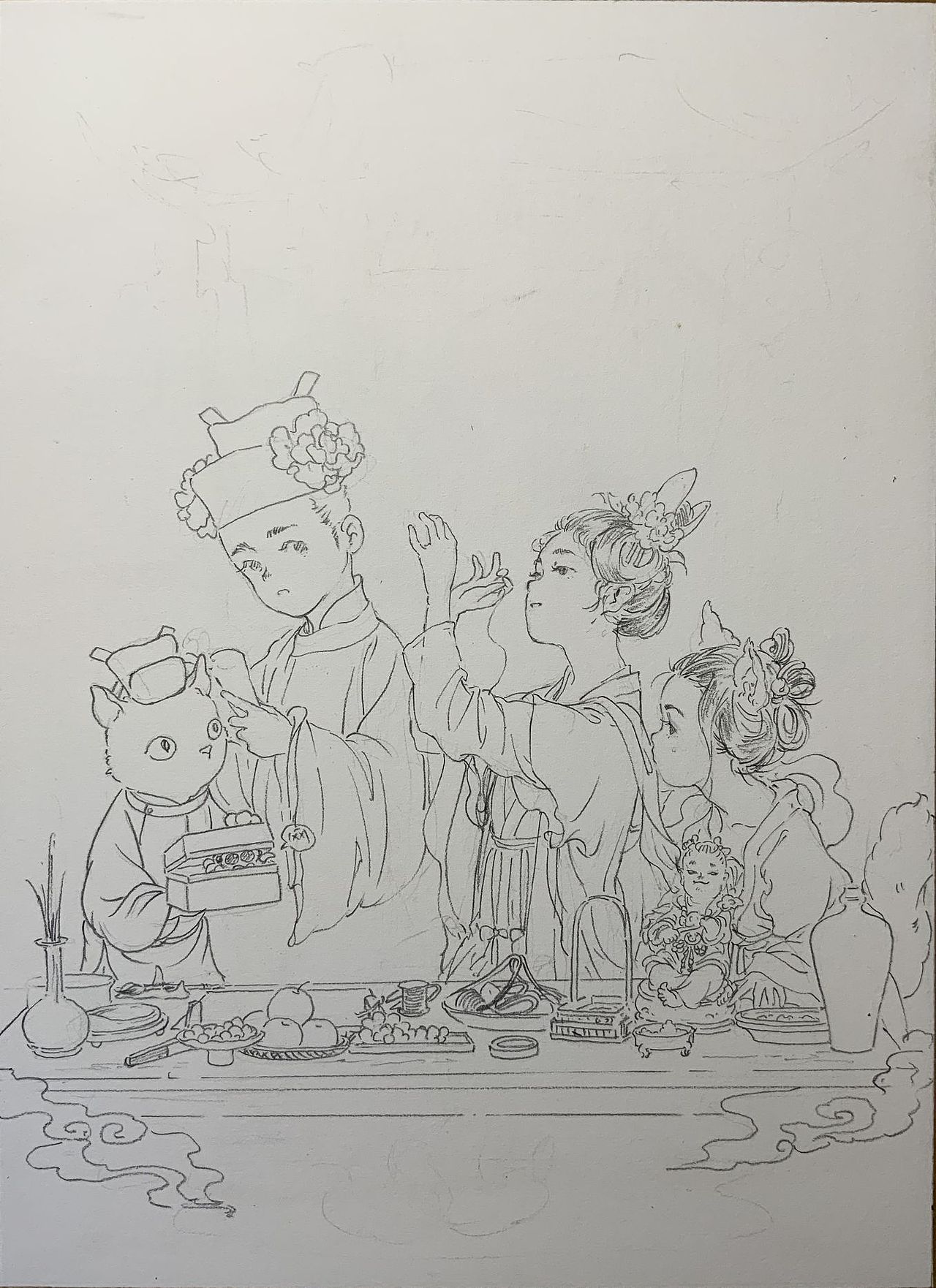 七月七夕，贵家多结彩楼于庭，谓之乞巧…（图ZMzQ5MDI3NDY4） - 艺术插画 - 站酷设计师達人原创素材 - 站酷ZCOOL