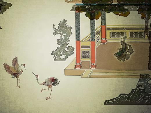 皮影国风孔子插画
