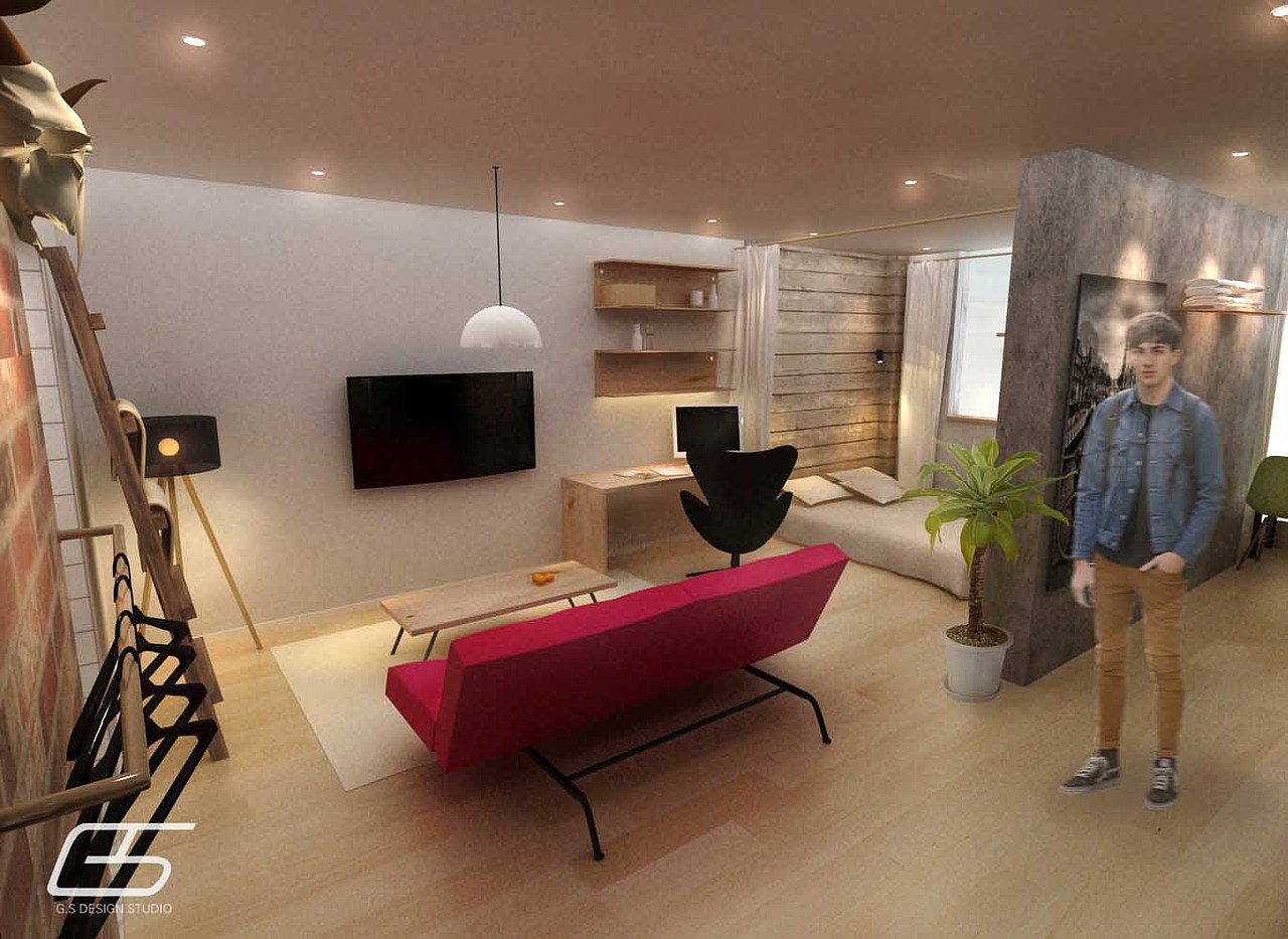 GS Project - 40平单身公寓设计（图ZMTU1OTEwODUy） - 家装设计 - 站酷设计师居寺空间原创素材 - 站酷ZCOOL