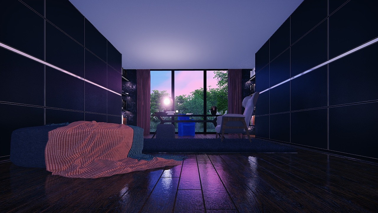 无室内灯光的天光书房