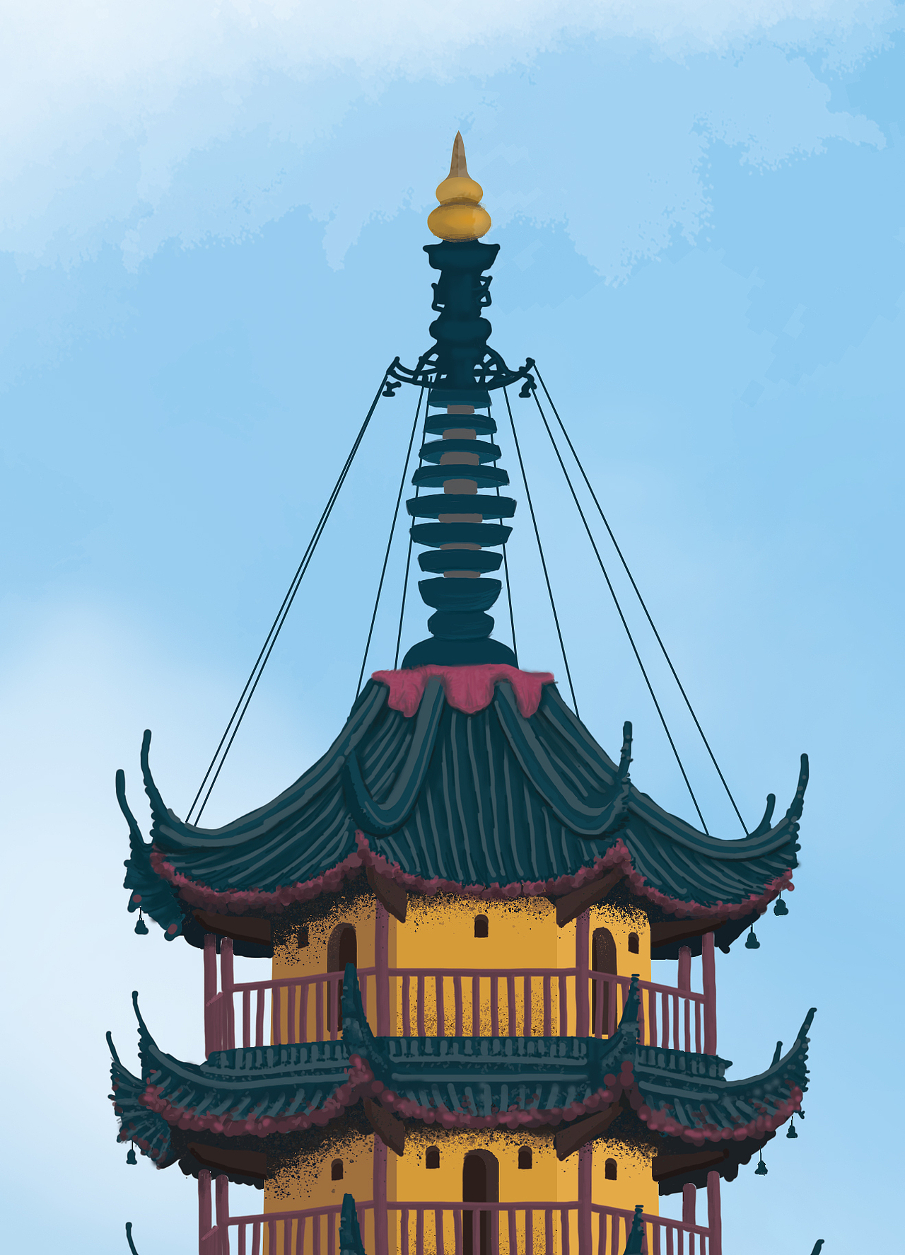 镇江金山寺手绘