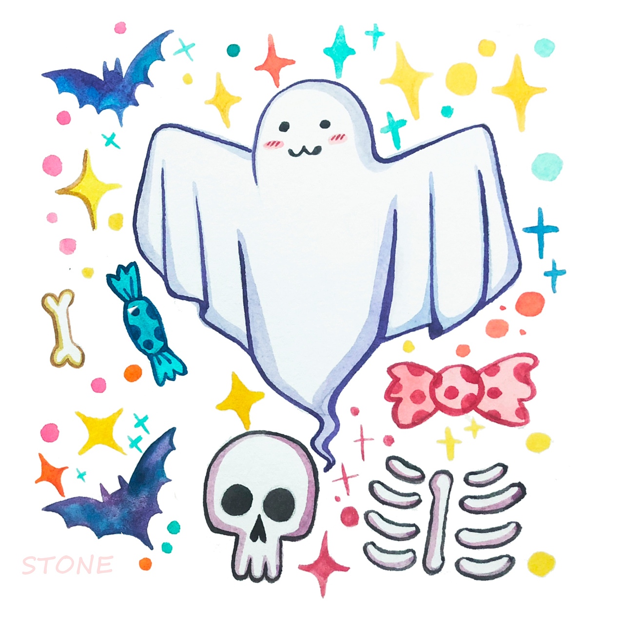 萬(wàn)圣節(jié)??水彩插畫（圖ZMTgzOTA3MTEy） - 創(chuàng)作習(xí)作 - 站酷設(shè)計(jì)師stone_cheung原創(chuàng)素材 - 站酷ZCOOL