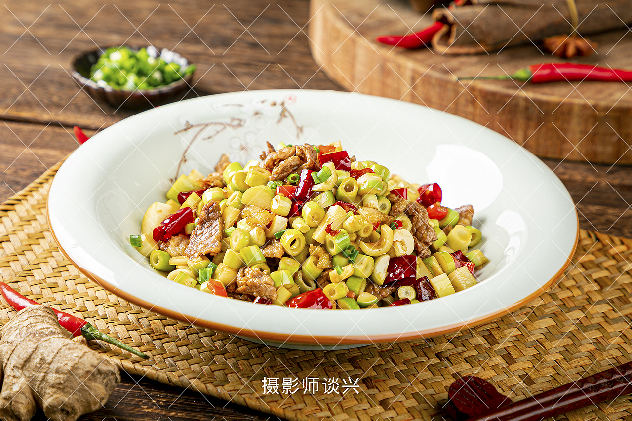 辣椒炒肉、小笋、脆肚尖半成品菜美食拍摄