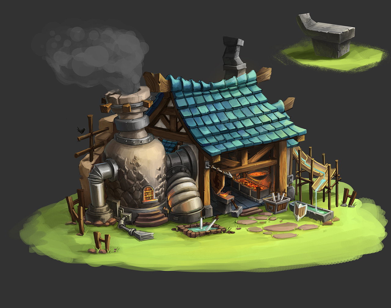 铁匠铺设定|插画|游戏原画|爱画画的小柒君 - 原创作品 - 站酷 (zcool