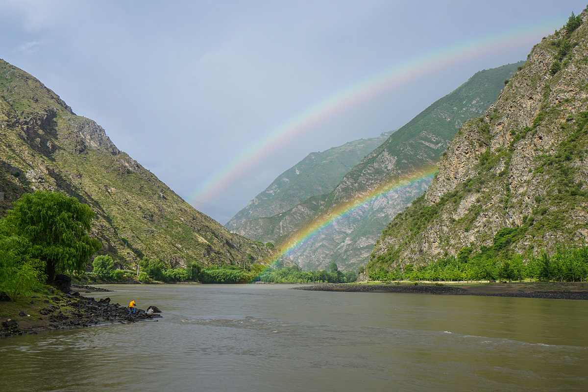 #神仙居所甲居藏寨#【路途篇】6偶遇一次雨后的双彩虹
