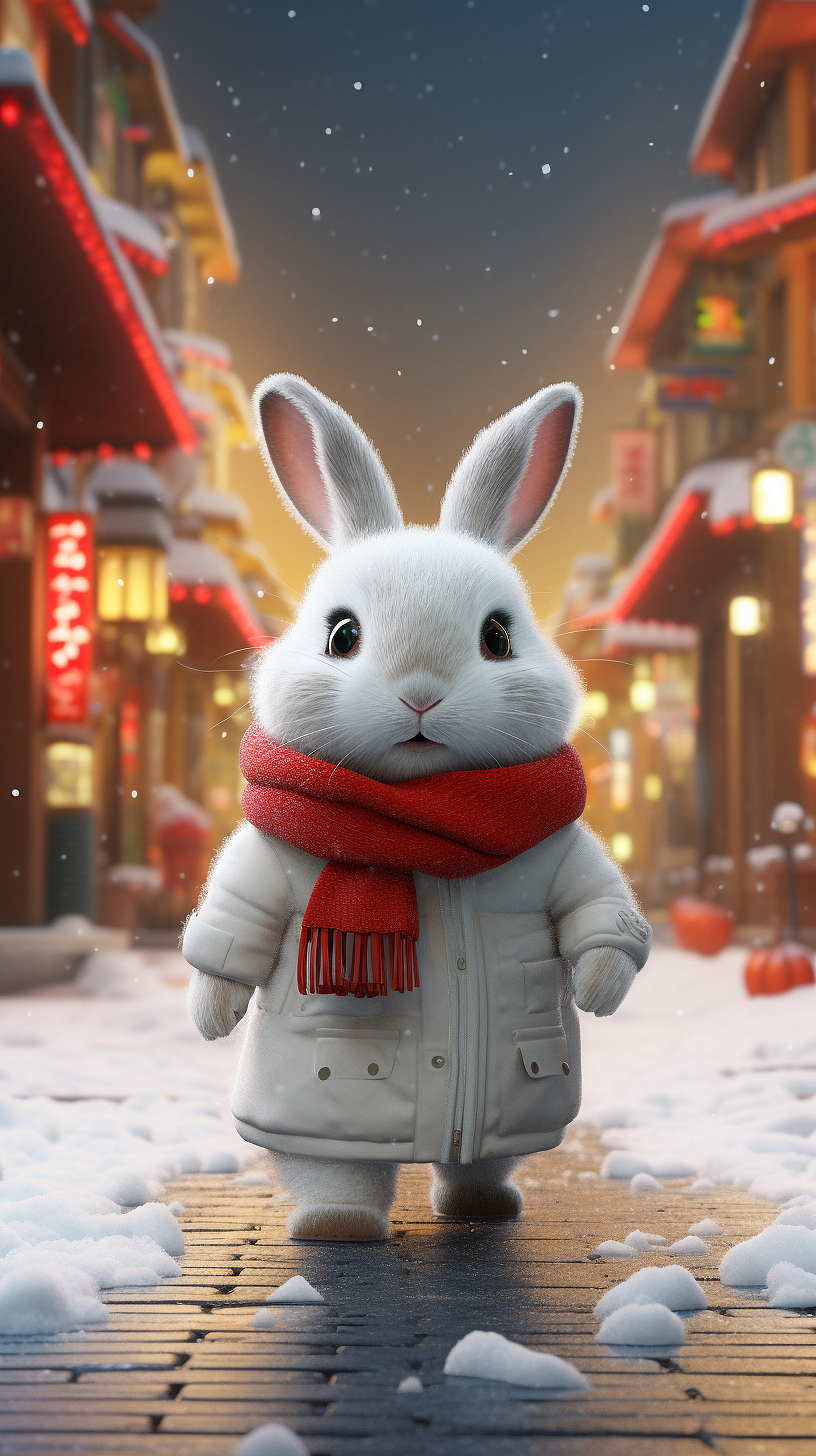 Midjourney|兔兔陪你看北京的第一场大雪