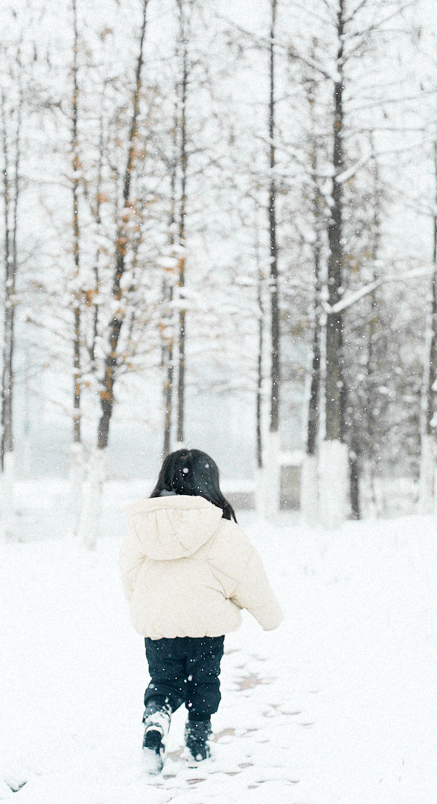 雪景背影图片女孤独图片