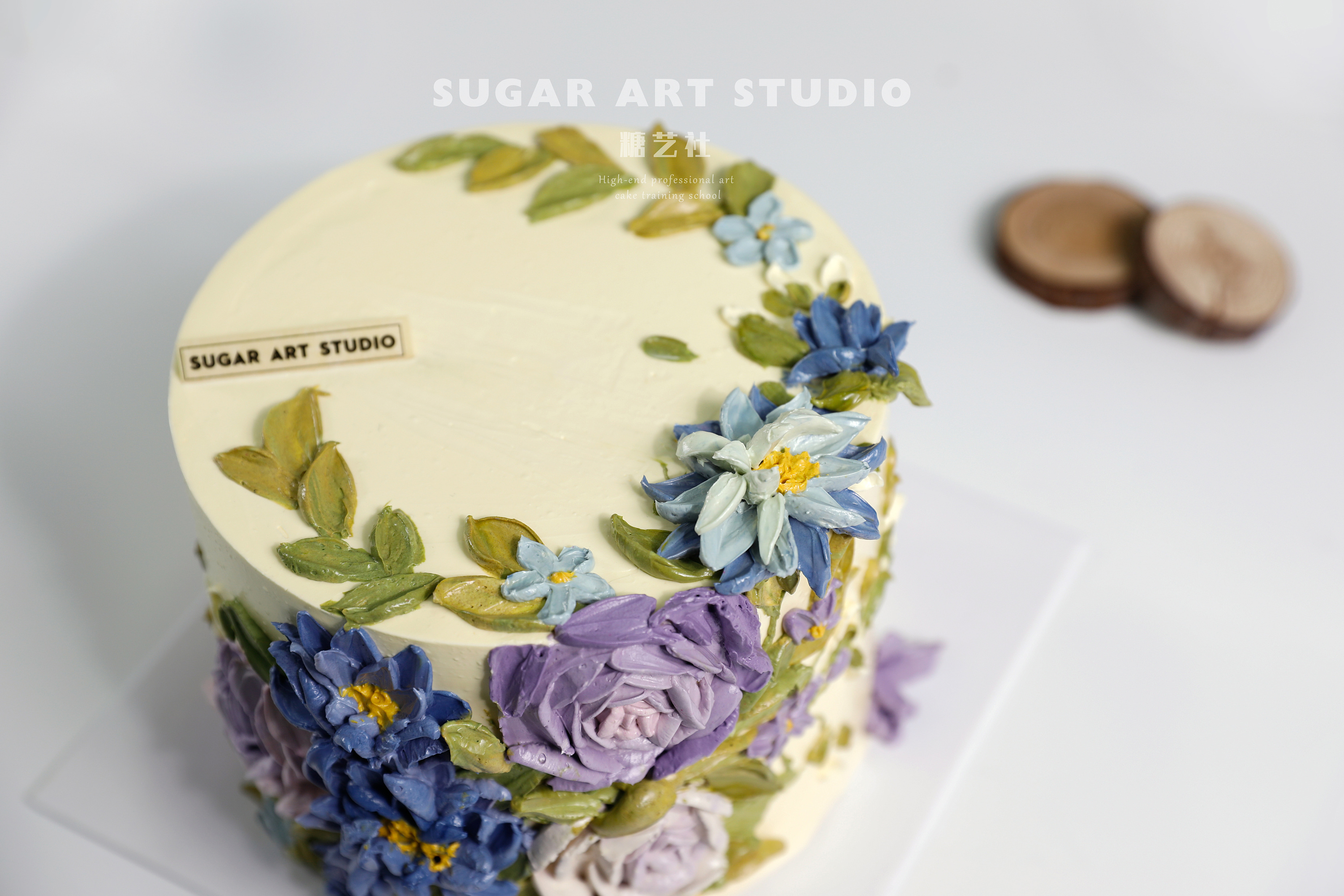 奶油霜刮刀花蛋糕作品